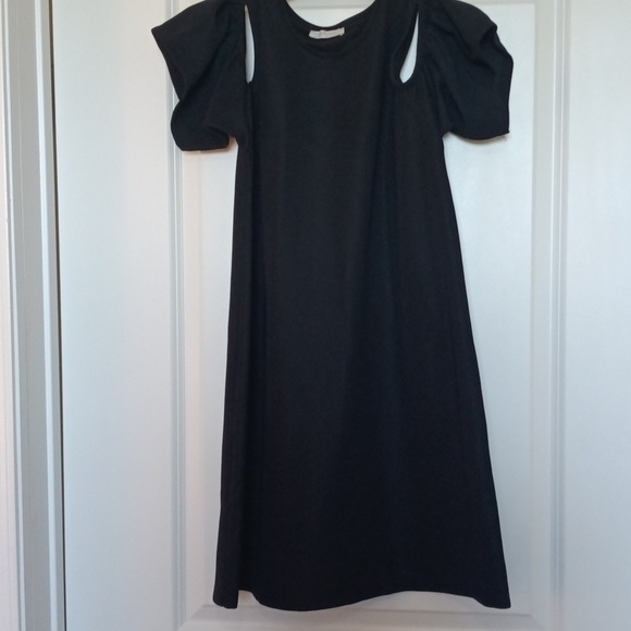 ZARA Trafaluc cold shoulder mini dress size M black knit EUC - Picture 4 of 10